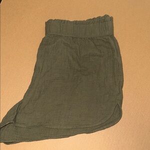 Olive Green High-Waisted Gauze Shorts